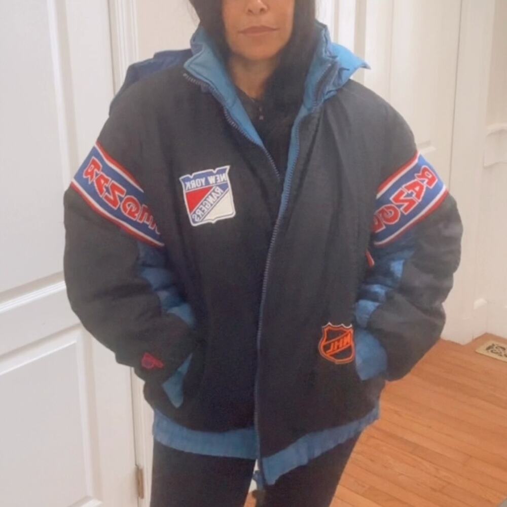 Vintage Reversible Black and Blue NY Ranges Pro Player Jacket size XL